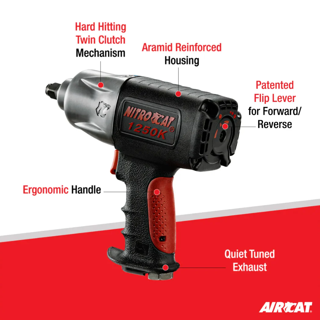 AirCat 1250-K 1/2″ NITROCAT Composite Twin Clutch Impact Wrench - Image 2