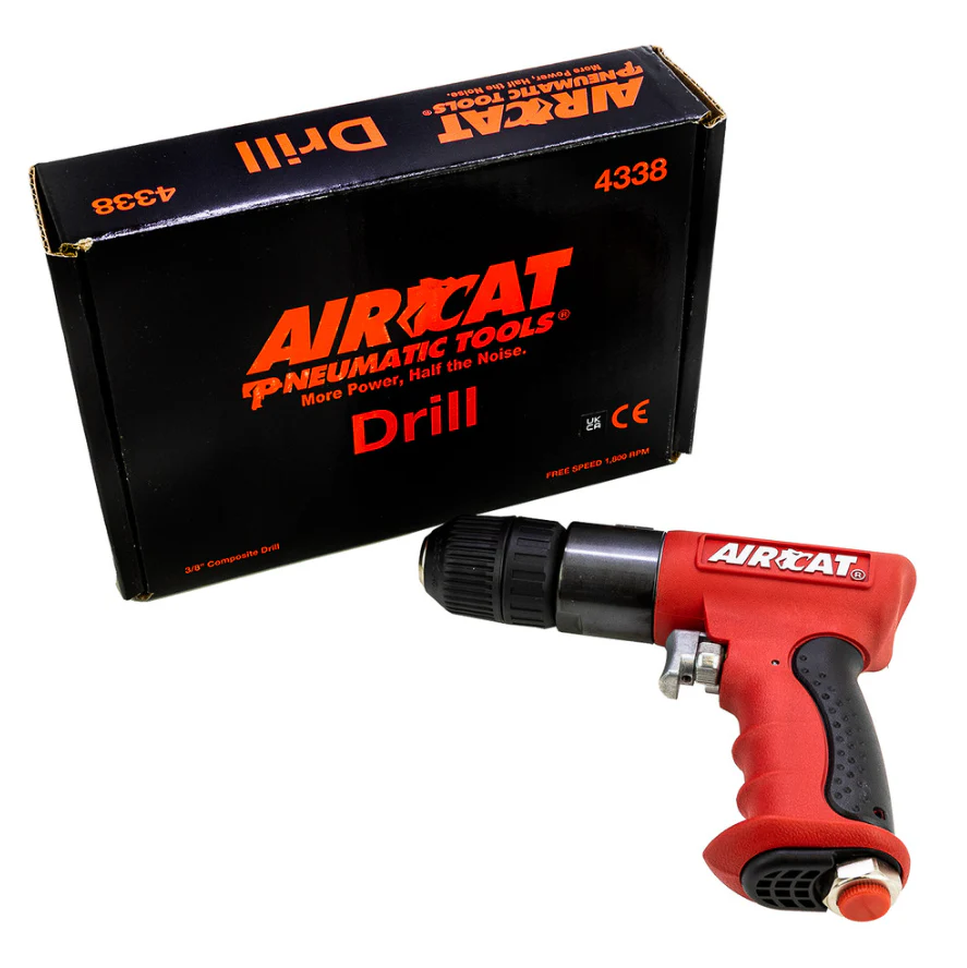 AirCat 4338 - 3/8" Red Composite Reversible Power Drill With Jacobs Chuck - Image 4