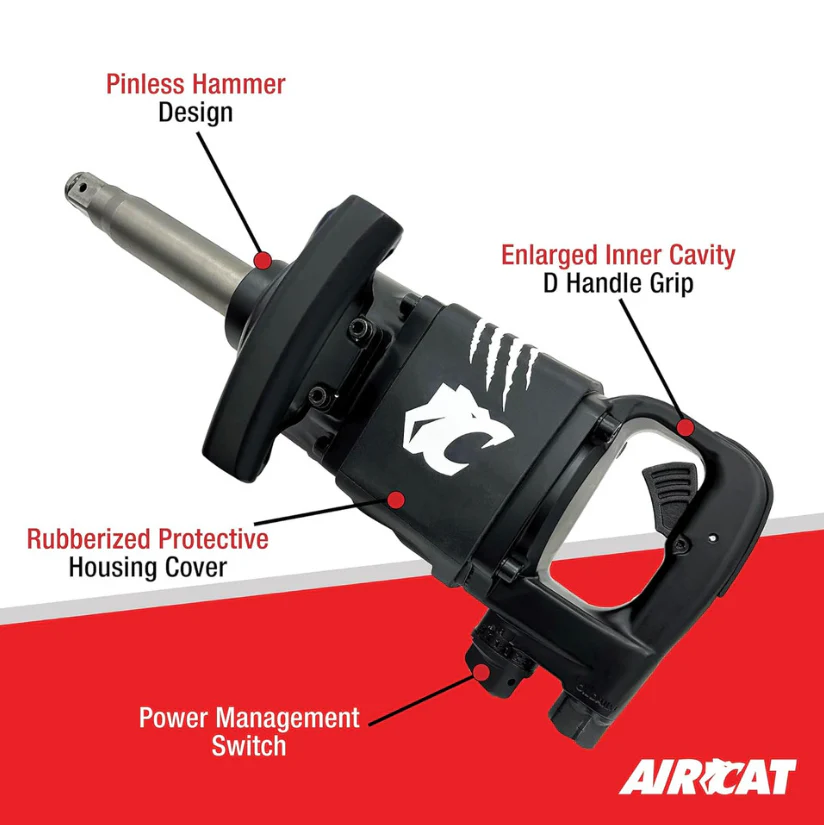 AirCat 1992-A " Straight Impact Wrench With 6" Extended Anvil - Image 2