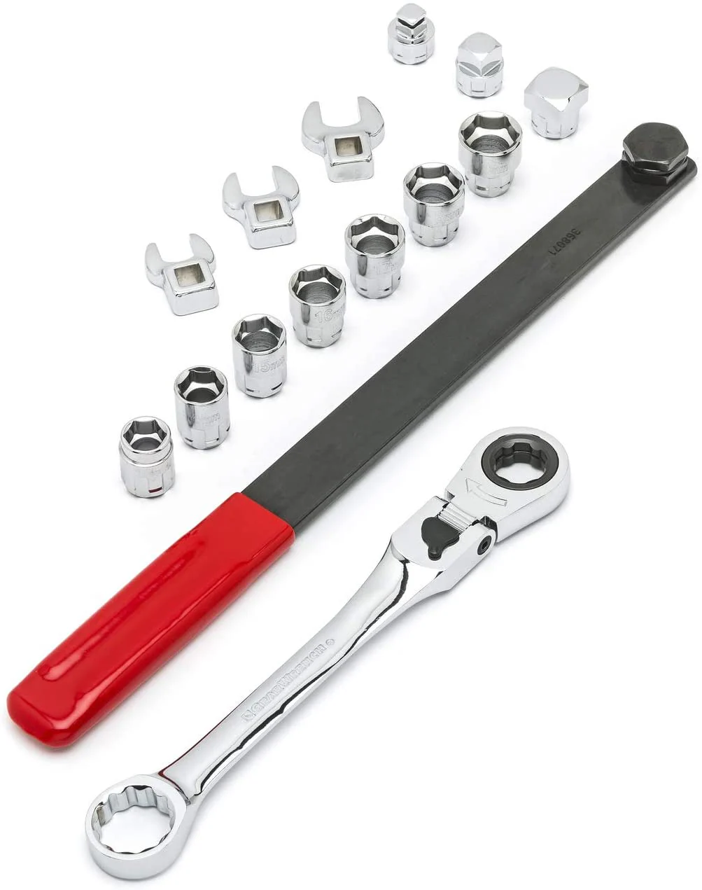 GearWrench 89000 Serpentine Belt Tool Set with Locking Flex Head Ratcheting Wrench - 15 Pc. - Image 2