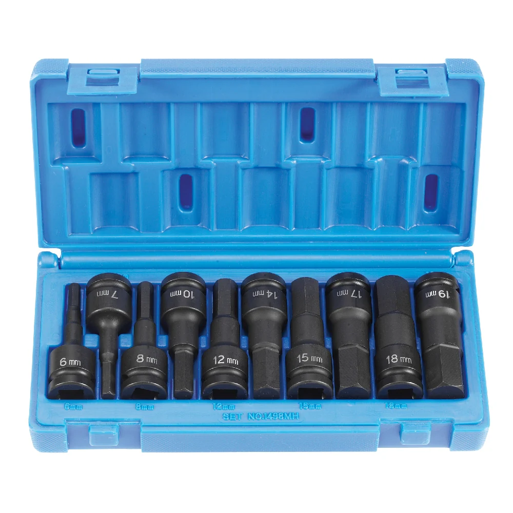 Grey Pneumatic 1498MH 1/2" Drive 10-Piece Metric Hex Driver Socket Set