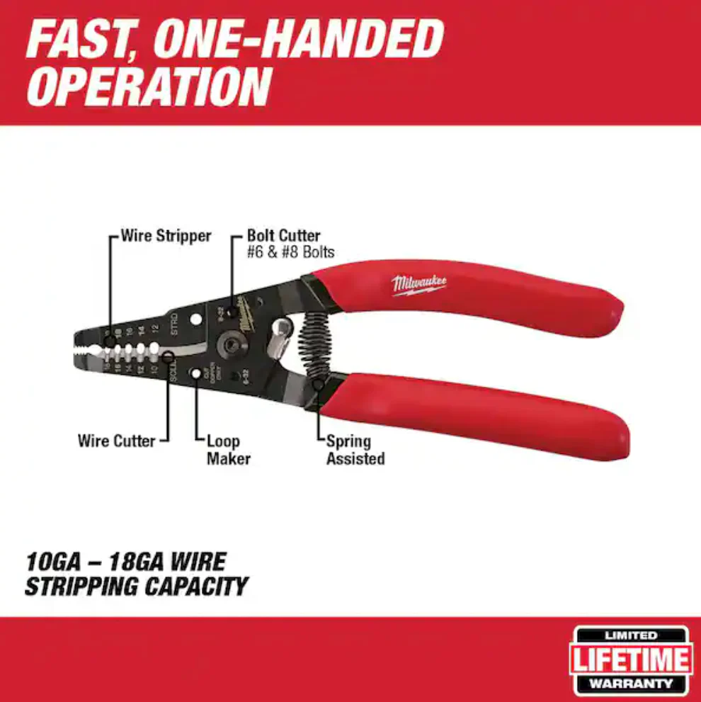 Milwaukee 48-22-6109 Wire Stripper/Cutter for Solid & Stranded Wire - 7-1/8" - Image 2
