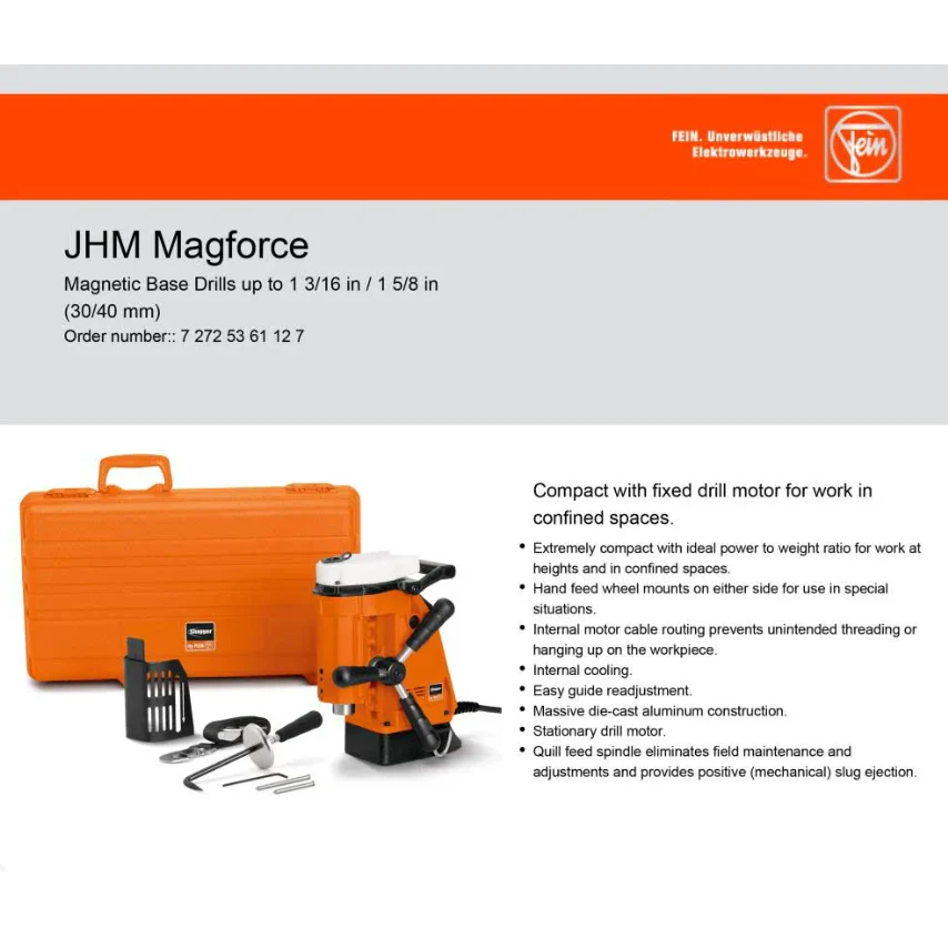 Fein JHM Magforce SLUGGER Magnetic Drill 1-5/8" Capacity - Image 3