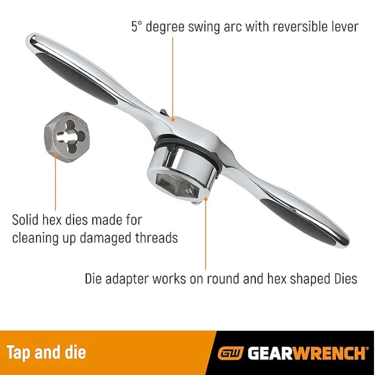 GearWrench 3887 - 77 Piece SAE/Metric Ratcheting Tap and Die Set - Image 4