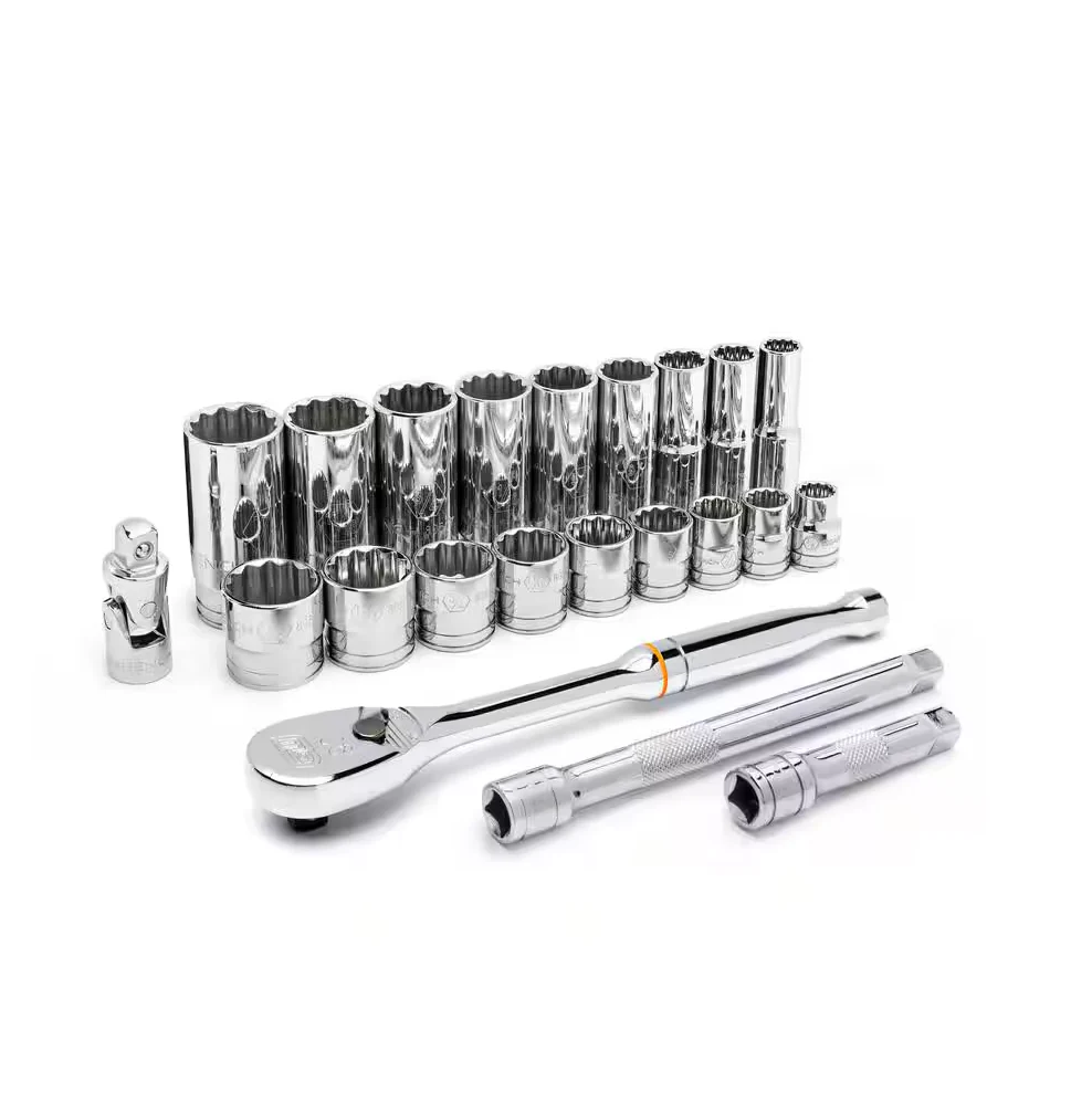 GearWrench 80691 - 22pc 3/8" Drive 12 Point Standard & Deep SAE Mechanics Tool Set - Image 2