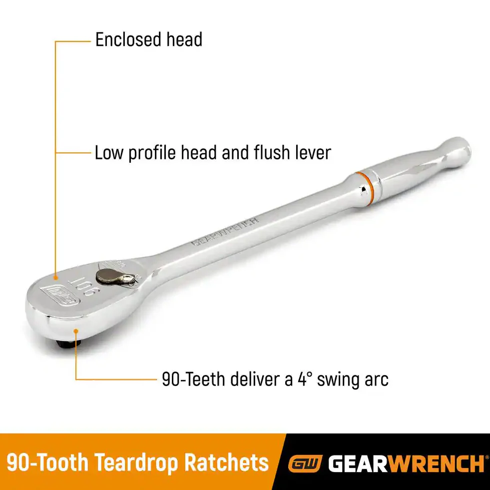 GearWrench 80691 - 22pc 3/8" Drive 12 Point Standard & Deep SAE Mechanics Tool Set - Image 3