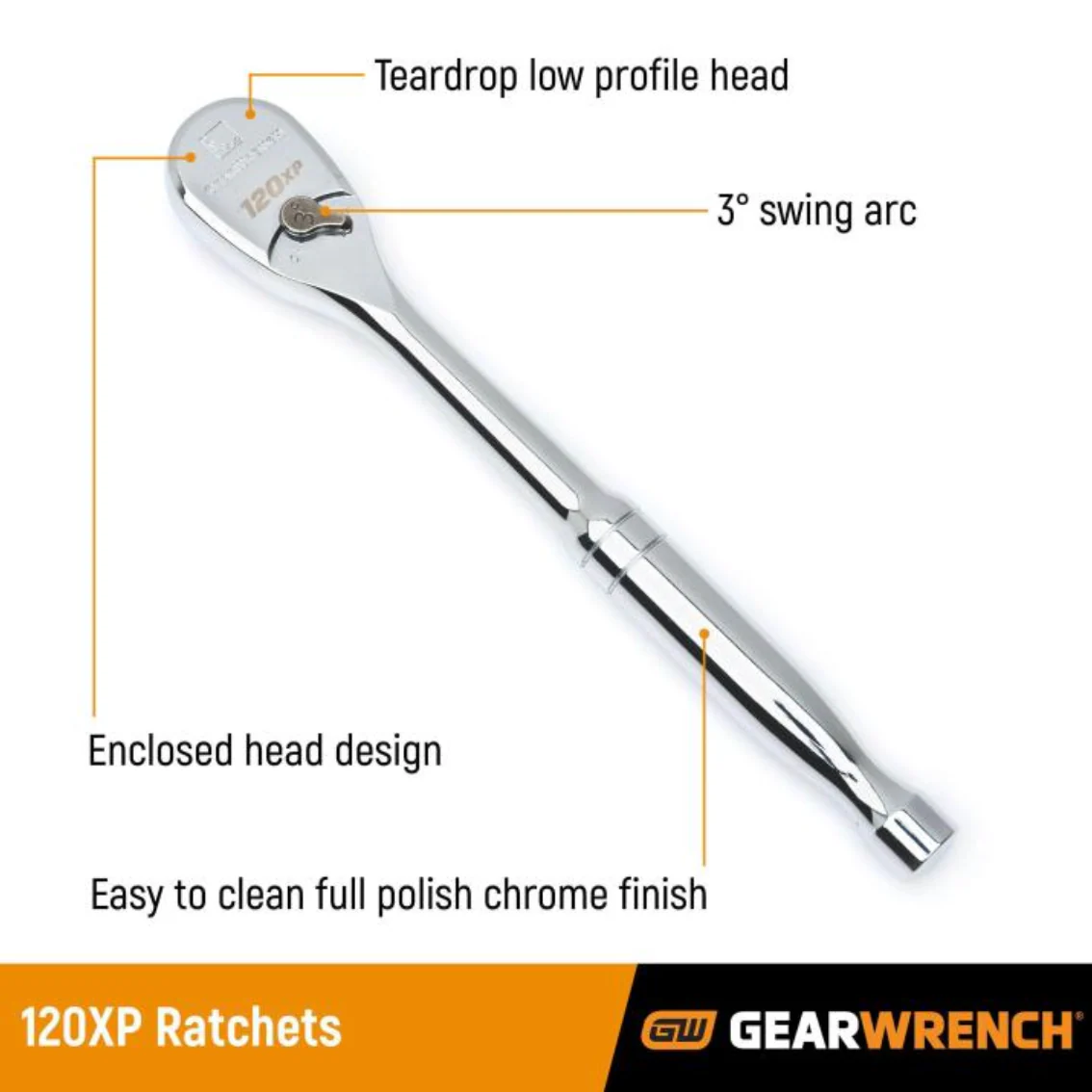 GearWrench 80700P - 49 Piece 1/2" Drive 6 Point 120XP™ Standard and Deep SAE/Metric Mechanics Tool Set - Image 4