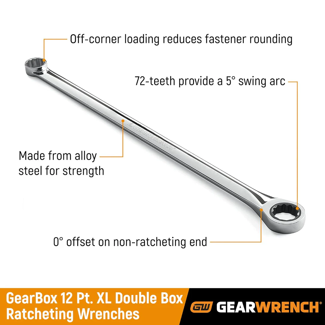 GearWrench 85999 - 13 Piece 72-Tooth 12 Point XL GearBox™ Double Box Ratcheting SAE Wrench Set - Image 3
