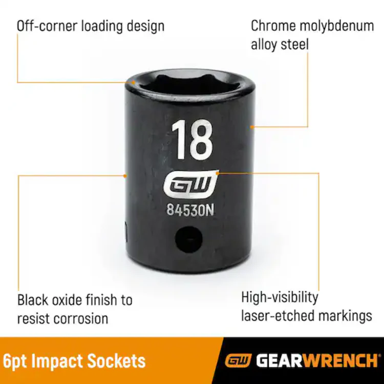 GearWrench 84037 - 29 Piece 3/4" Drive 6 Point SAE Deep Impact Socket Set - Image 3