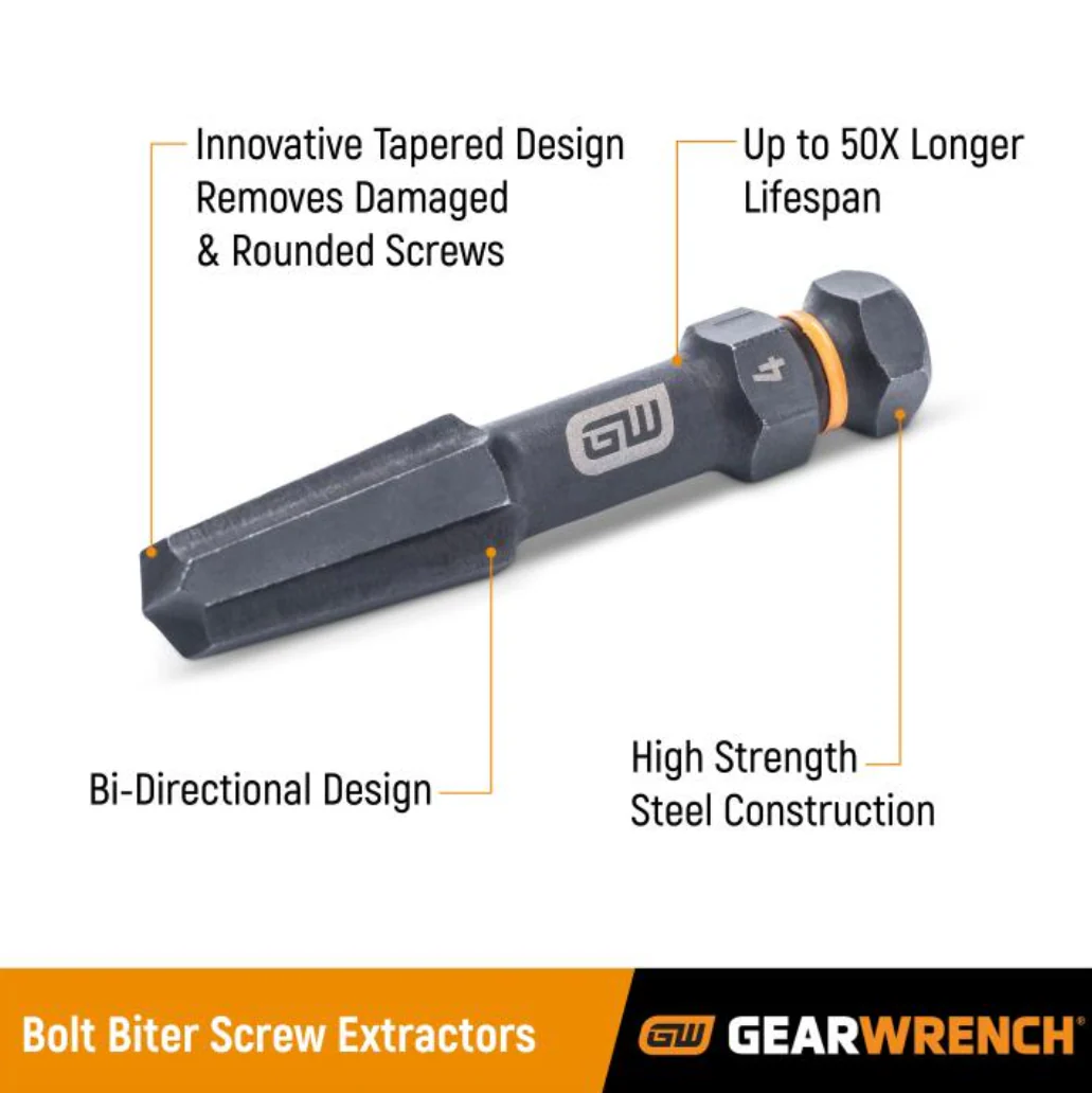 GearWrench 84787 - 4 Piece Bolt Biter™ Screw Extractor Set - Image 5