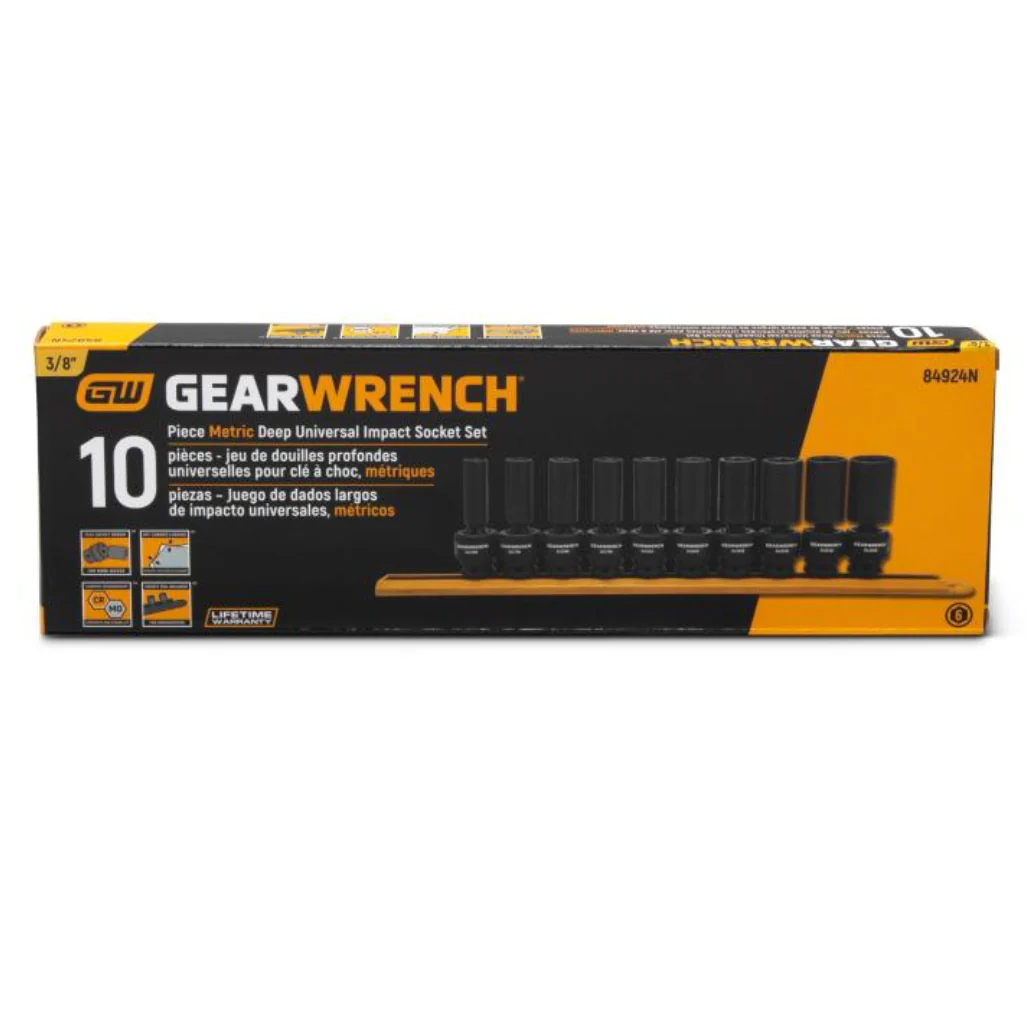 GearWrench 84924N 10 Piece 3/8" Drive 6 Point Deep Universal Impact Metric Socket Set - Image 2