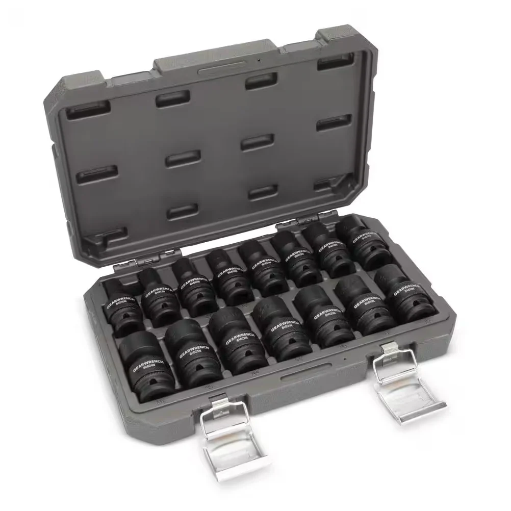 GearWrench 84939N 15 Piece 1/2" Drive 6 Point Standard Universal Impact Metric Socket Set