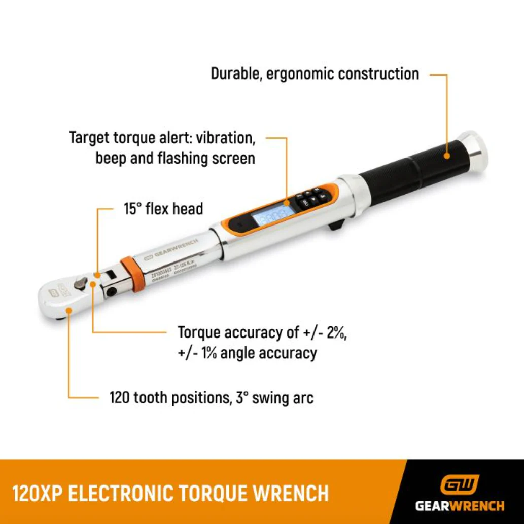 GearWrench 85196 - 1/2" 120XP™ Flex Head Electronic Torque Wrench with Angle - Image 2