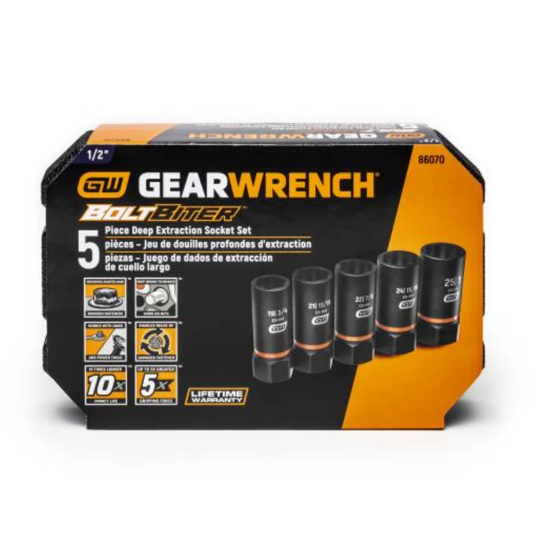 GearWrench 86070 - 5 Piece 1/2" Drive Bolt Biter™ Deep Extraction Socket Set - Image 3
