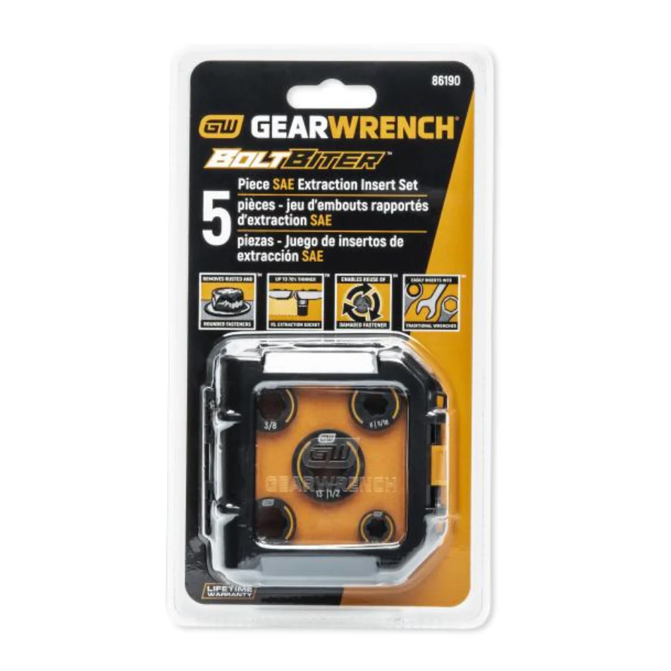 GearWrench 86190 - 5 Piece Bolt Biter™ SAE Wrench Insert Set - Image 8