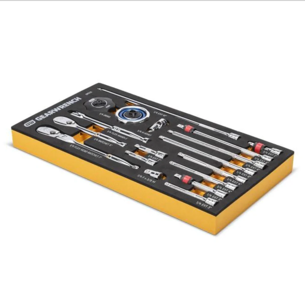 GearWrench 86520 - 18 Piece 1/4" 90-Tooth Ratchet & Drive Tool Set with Foam Storage Tray - Image 8