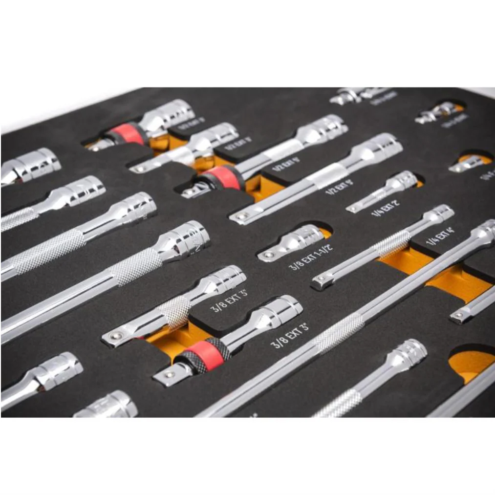 GearWrench 86523- 29 Piece 1/4", 3/8", 1/2" Drive Master Chrome Drive Tool Accessories Set with Foam Storage Tray - Image 6