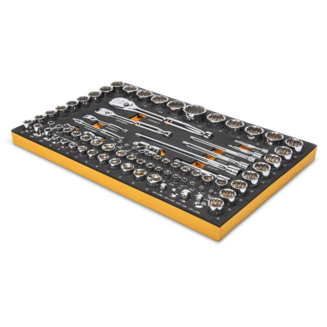 GearWrench 86529 - 83 Piece 1/4", 3/8", & 1/2" 90-Tooth SAE/Metric Mechanics Tool Set with Foam Storage Tray - Image 6