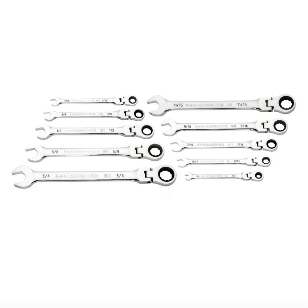 GearWrench 86758 - 10pc 90-Tooth 12 Point Flex Head Ratcheting Combination SAE Wrench Set - Image 2