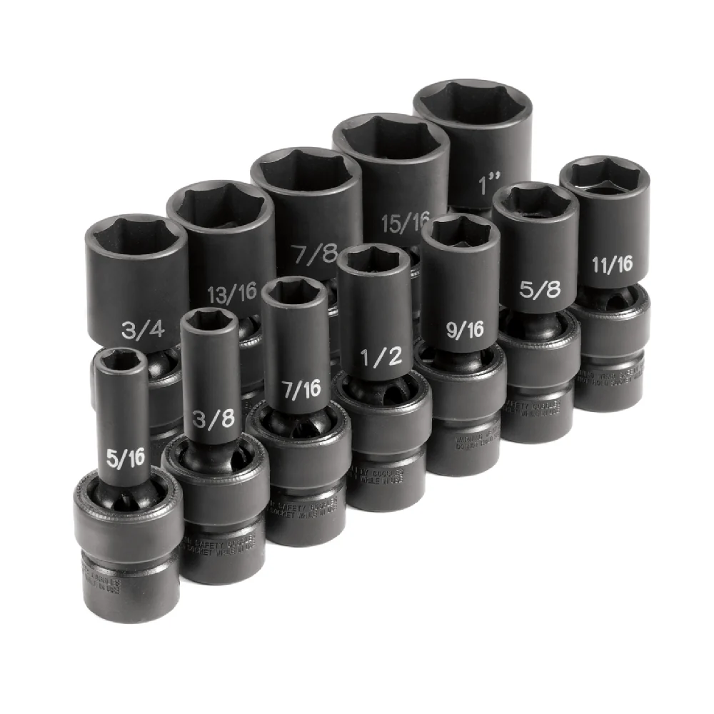 Grey Pneumatic 1212USD 12 Pc. 3/8" Drive 6 Point SAE Semi-Deep Universal Socket Set - Image 2