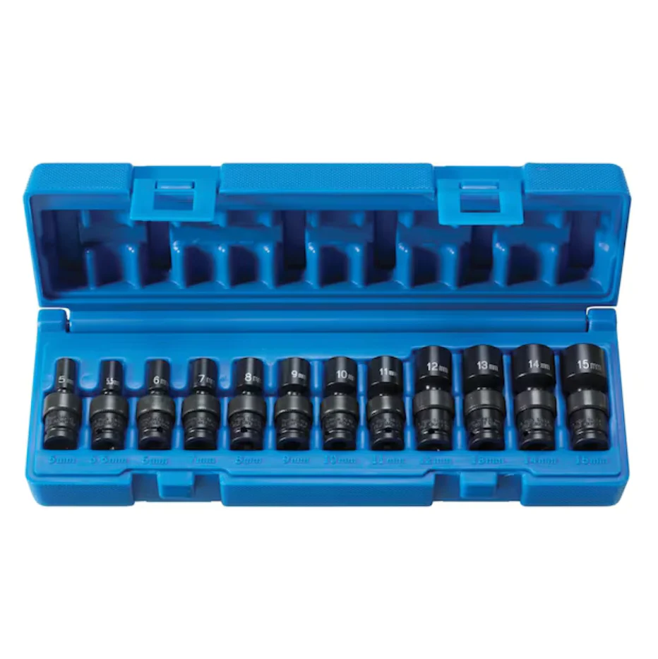 Grey Pneumatic 9712UM 1/4" Surface Drive Standard Universal Metric Socket Set, 12pc