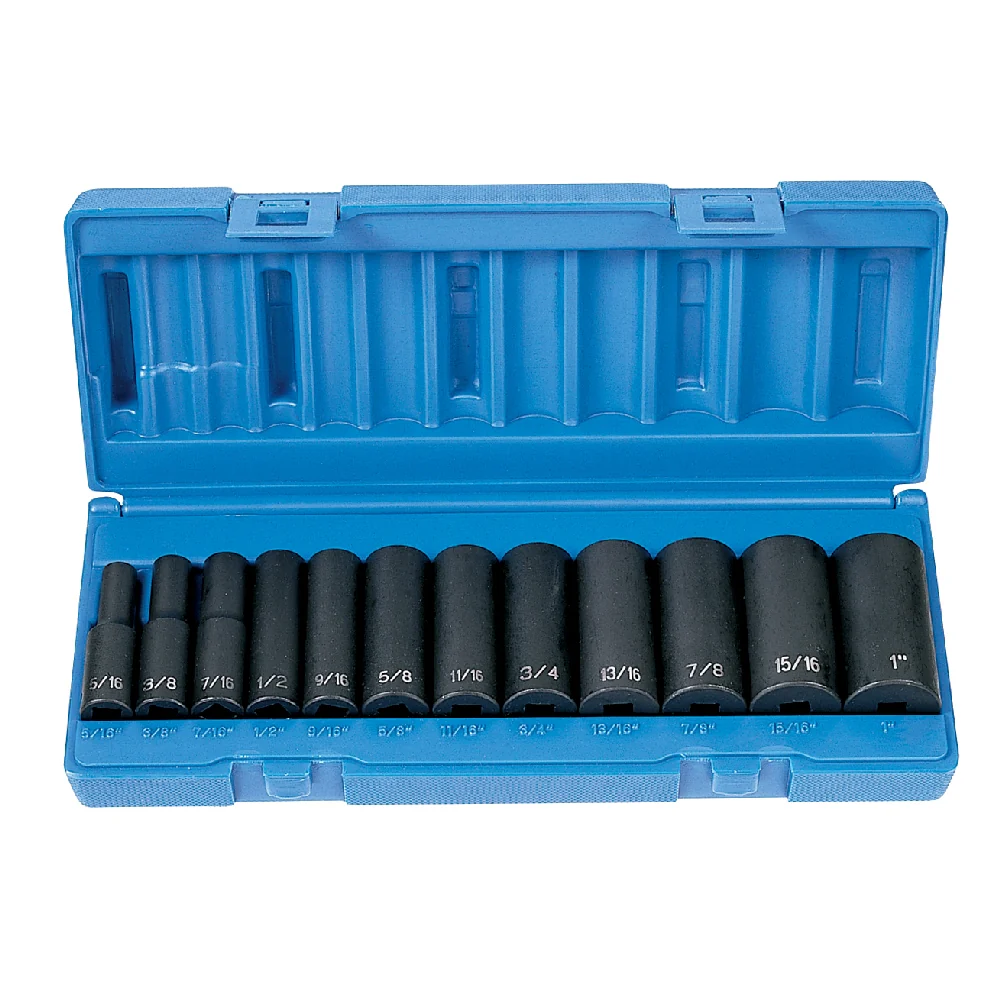 Grey Pneumatic 1213D - 3/8" Drive 12 Piece Deep Length 6 Point Impact Set SAE