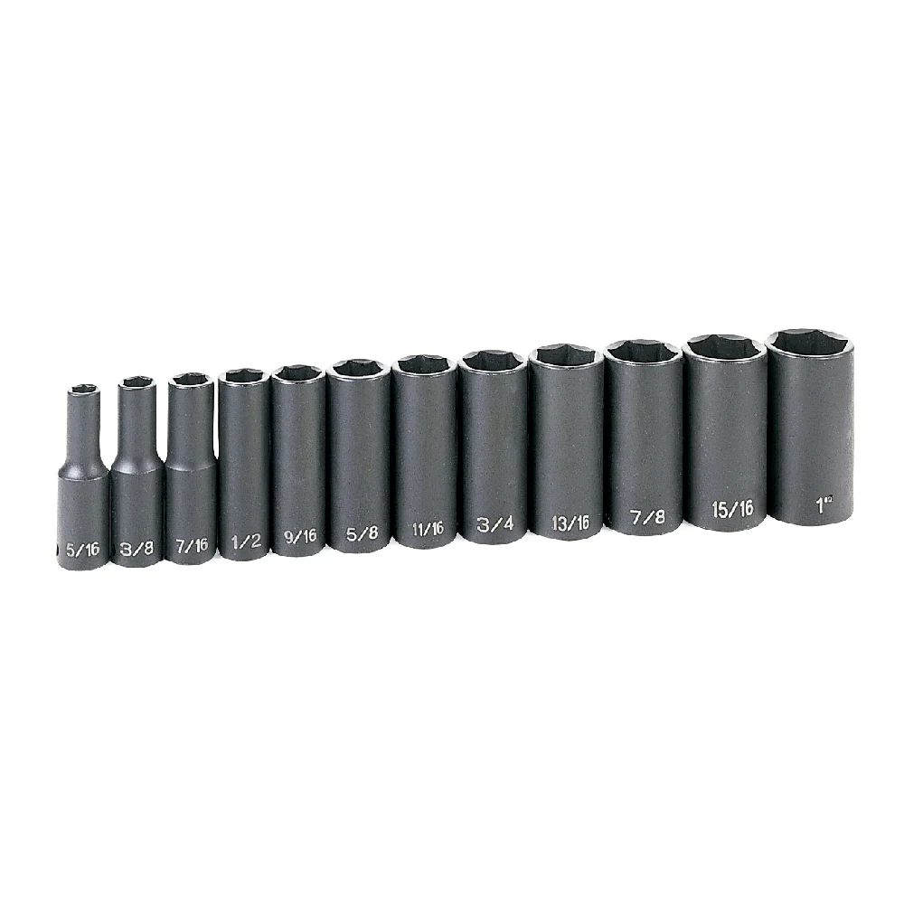 Grey Pneumatic 1213D - 3/8" Drive 12 Piece Deep Length 6 Point Impact Set SAE - Image 2