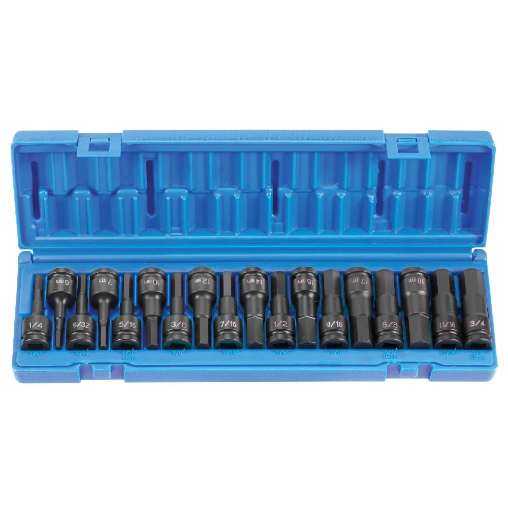 Grey Pneumatic 1598HC 1/2" Drive 18 Pc. Combo Hex Driver SAE/Metric Set