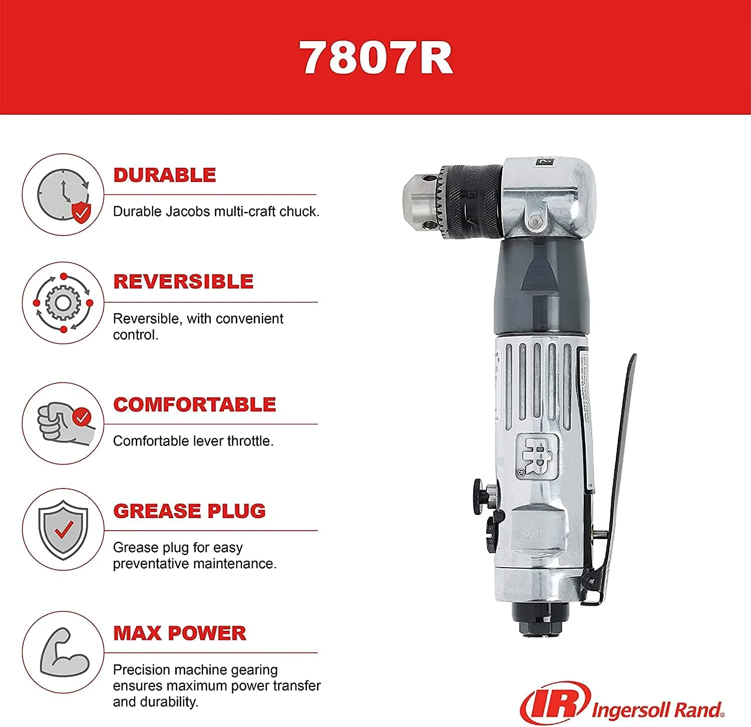 Ingersoll Rand 7807R-A 3/8" Standard Duty Angle Reversible Drill - Image 3