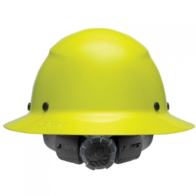 LIFT Safety HDF-18HV DAX Full Brim Hard Hat - Ratchet Suspension - Hi-Viz Yellow/Lime - Image 3