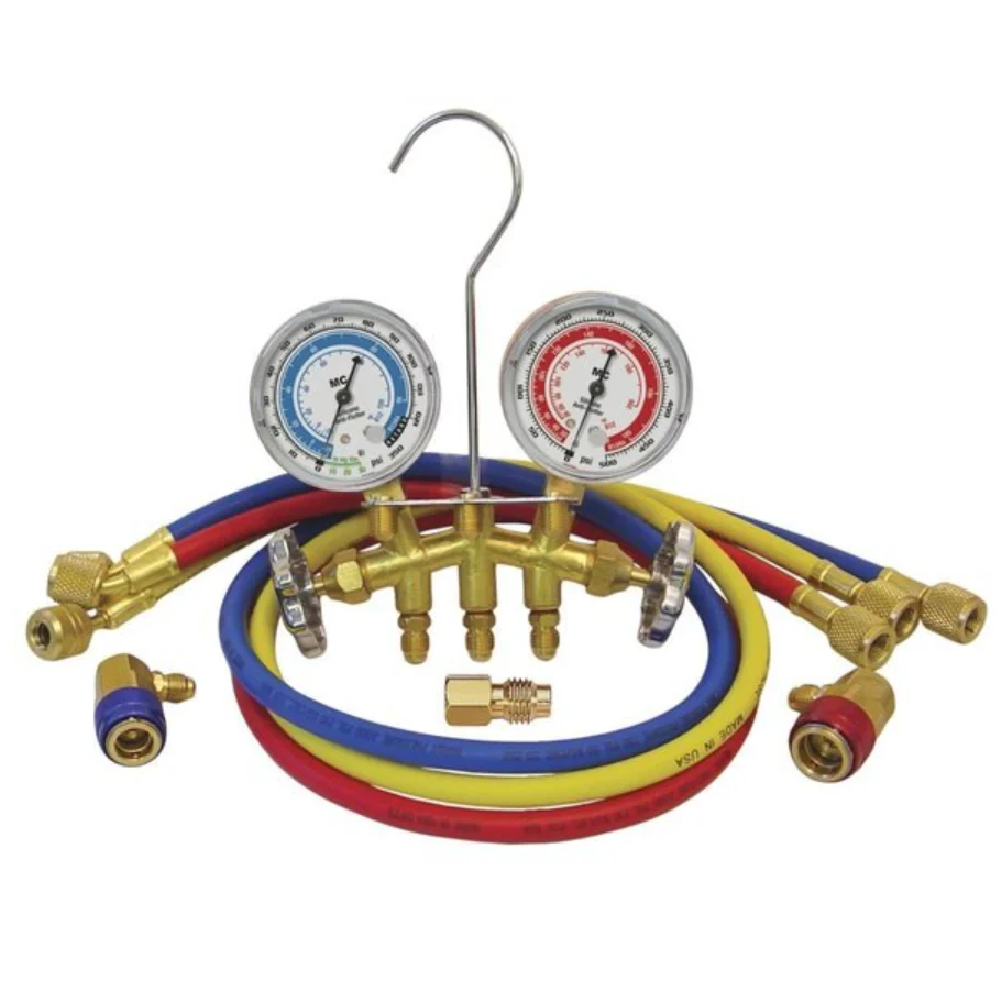 Mastercool 66773 R134A Brass Manifold: Standard Couplers W/ 3-72in Hoses