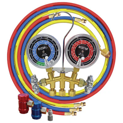 Mastercool 81661 R1234yf Brass Manifold Gauge Set 60" Hoses and Couplers