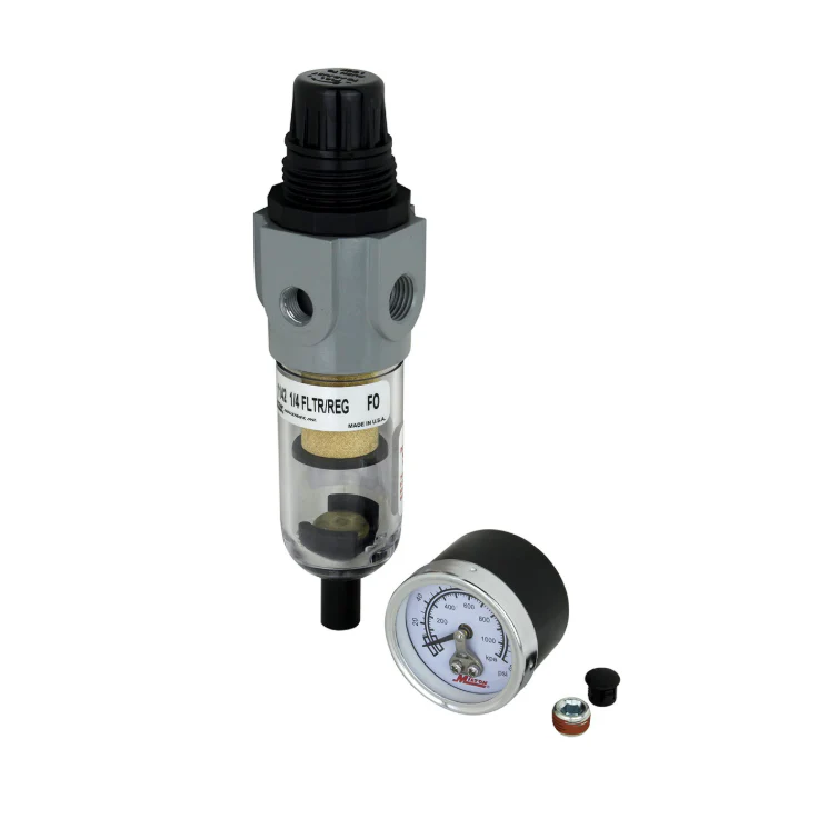 Milton S1142 - 1/4" NPT Polycarbonate Mini Piggyback FR Duo Filter-Reducer with Gauge