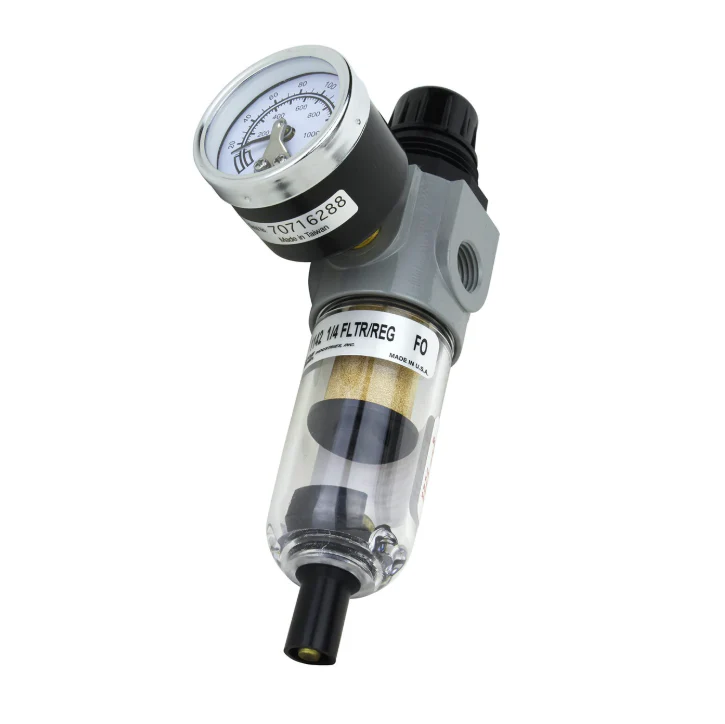 Milton S1142 - 1/4" NPT Polycarbonate Mini Piggyback FR Duo Filter-Reducer with Gauge - Image 2