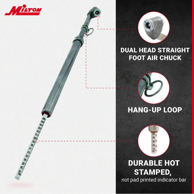 Milton S976 Dual Head Tire Pressure Guage, 10-160 PSI - Image 5