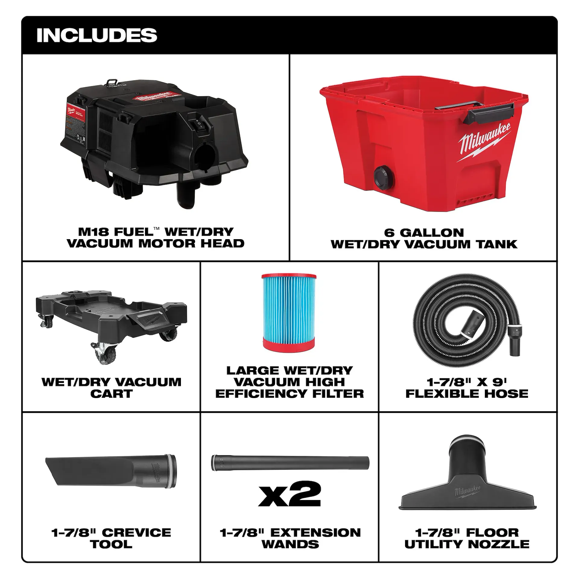 Milwaukee 0910-20 M18 FUEL™ 6 Gallon Wet/Dry Vacuum - Image 5