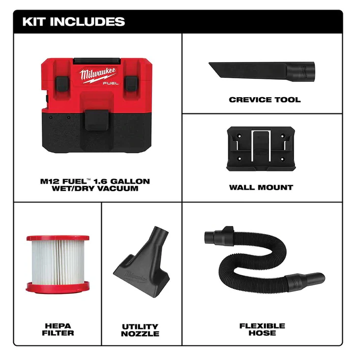 Milwaukee 0960-20 M12 FUEL™ 1.6 Gallon Wet/Dry Vacuum - Image 3