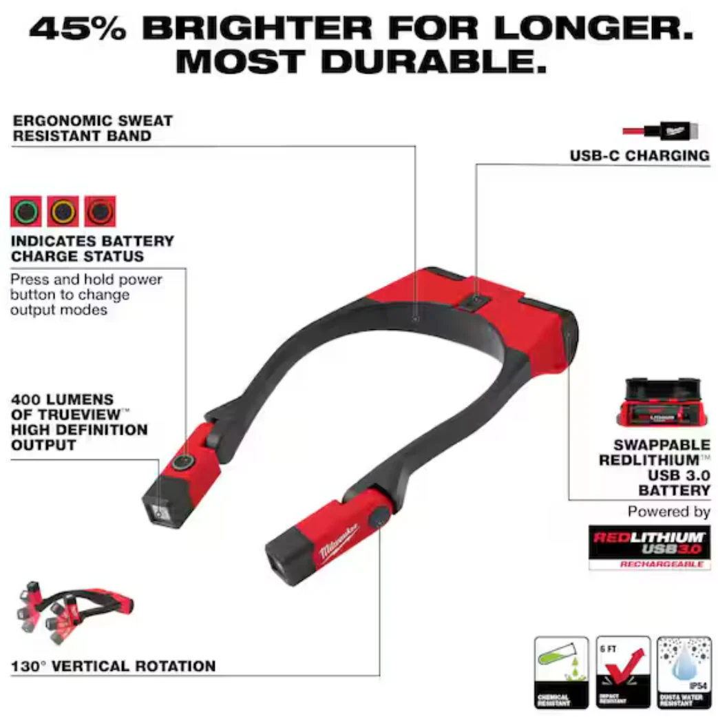Milwaukee 2117-21 REDLITHIUM™ USB 400L Neck Light - Image 4