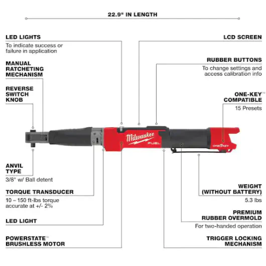 Milwaukee 2465-20 M12 FUEL™ ⅜” Digital Torque Wrench w/ ONE-KEY™ (Tool Only) - Image 3