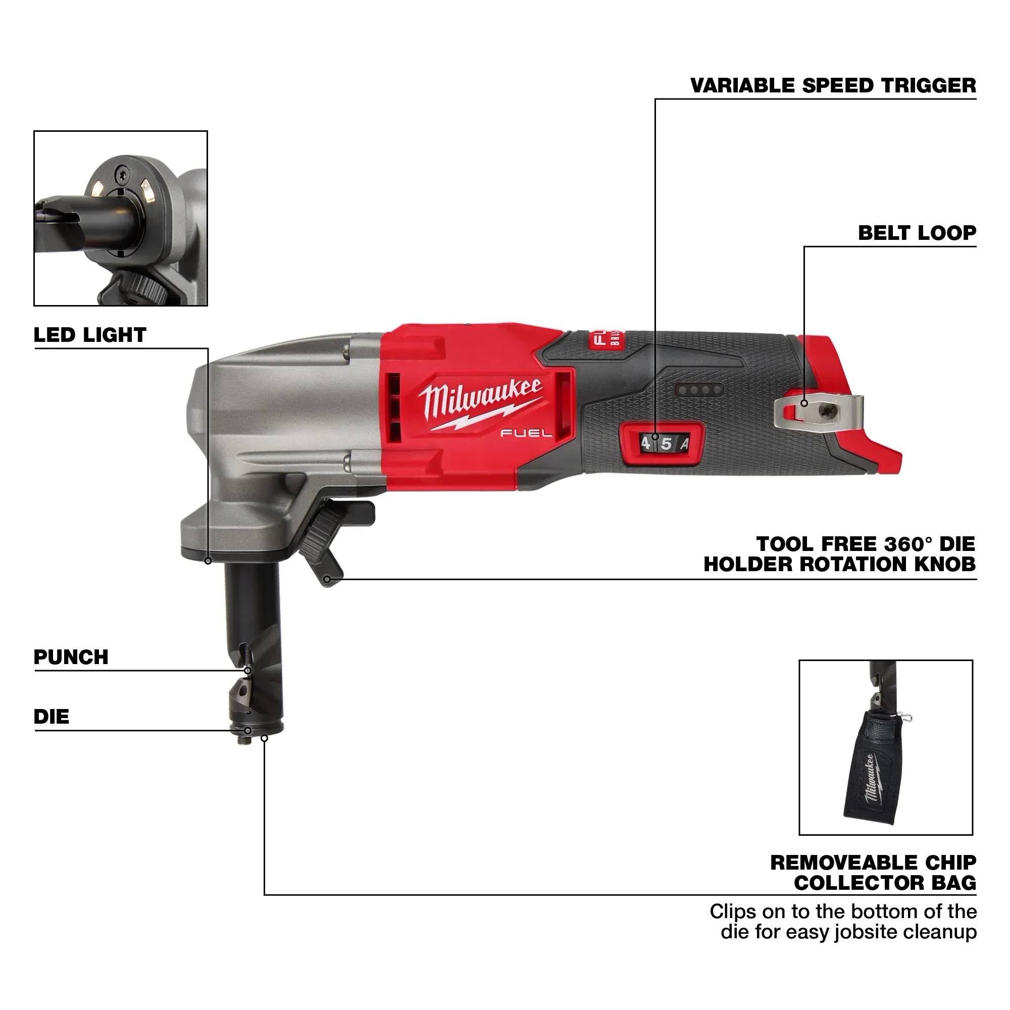 Milwaukee 2476-20 M12 FUEL™ 16 Gauge Variable Speed Nibbler (Tool Only) - Image 5