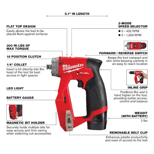 Milwaukee 2505-22 M12 FUEL™ Installation Drill/Driver Kit - Image 8