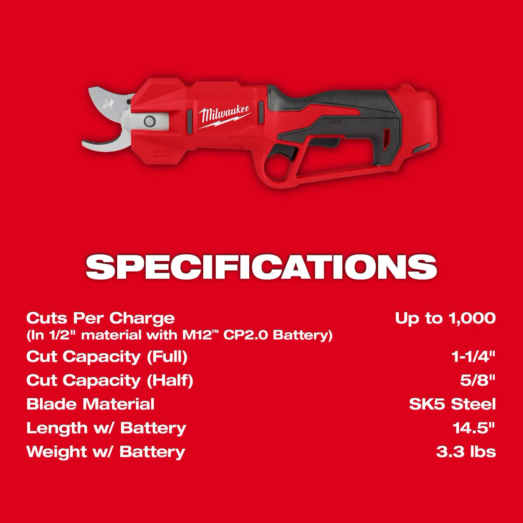 Milwaukee 2534-21 M12™ Brushless Pruning Shears Kit - Image 3