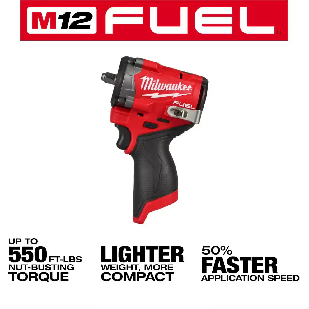 Milwaukee 2562-20 M12 FUEL™ Stubby 3/8" Impact Wrench (Tool Only) - Image 2