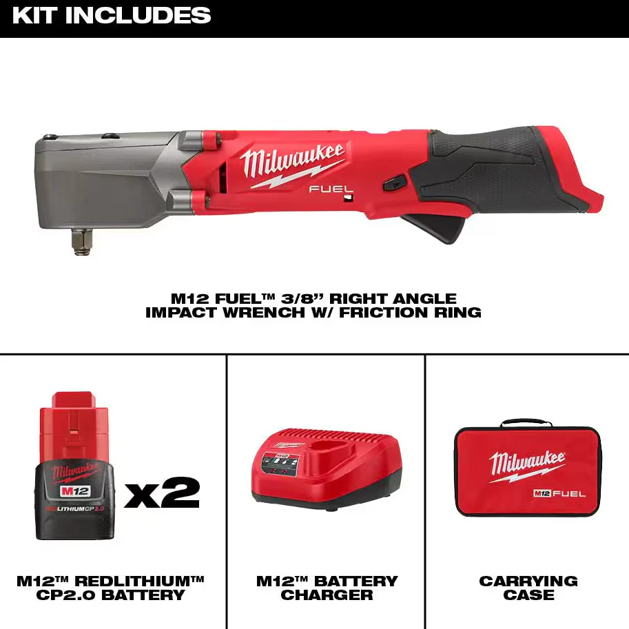 Milwaukee 2564-22 M12 FUEL™ 3/8" Right Angle Impact Wrench w/ Friction Ring Kit - Image 2