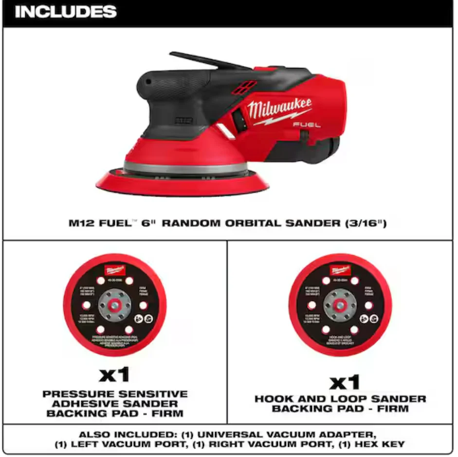 Milwaukee 2585-20 M12 FUEL™ 6" Random Orbital Sander (3/16")(Tool Only) - Image 2