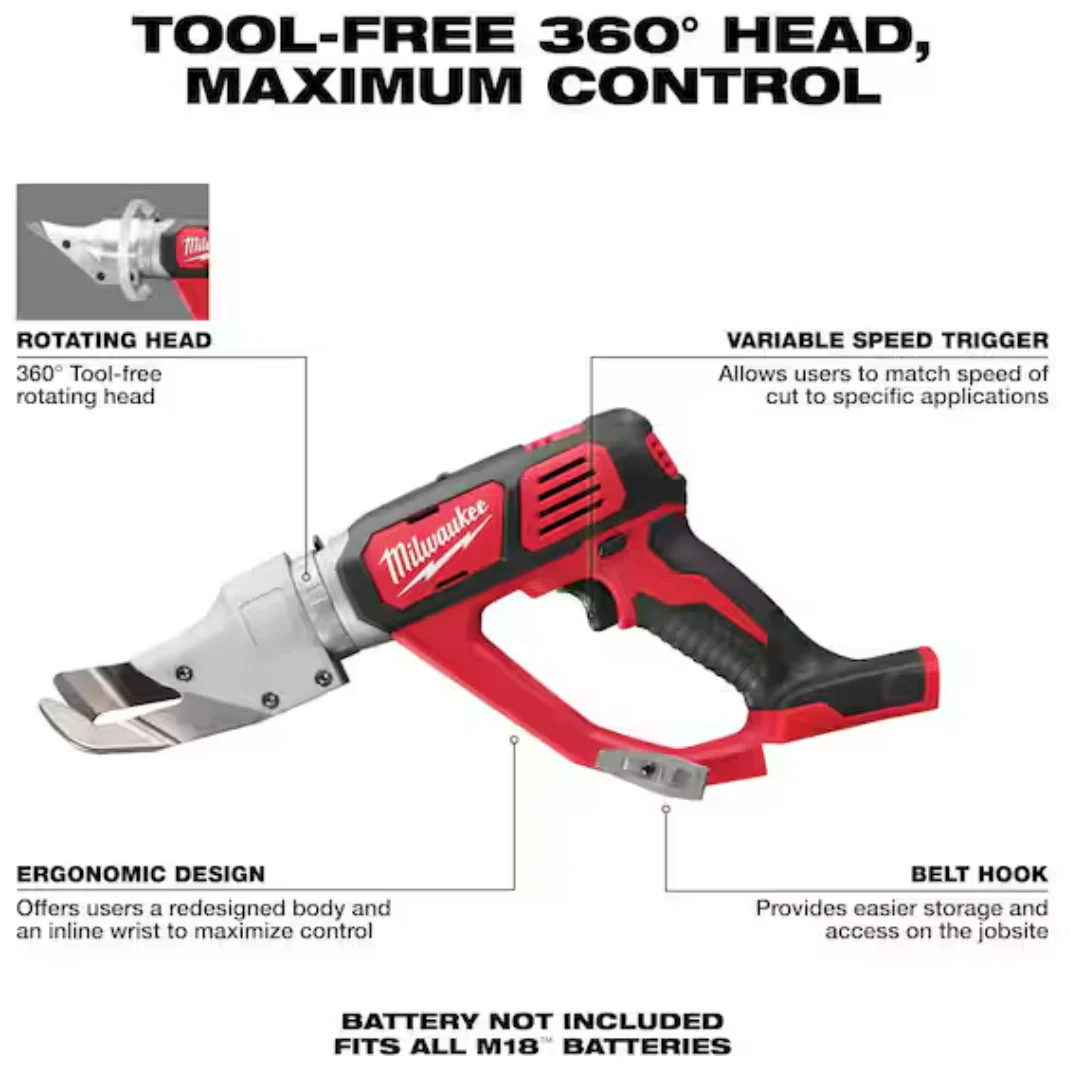 Milwaukee 2637-20 M18™ 18 Gauge Single Cut Shear (Tool Only - Image 2