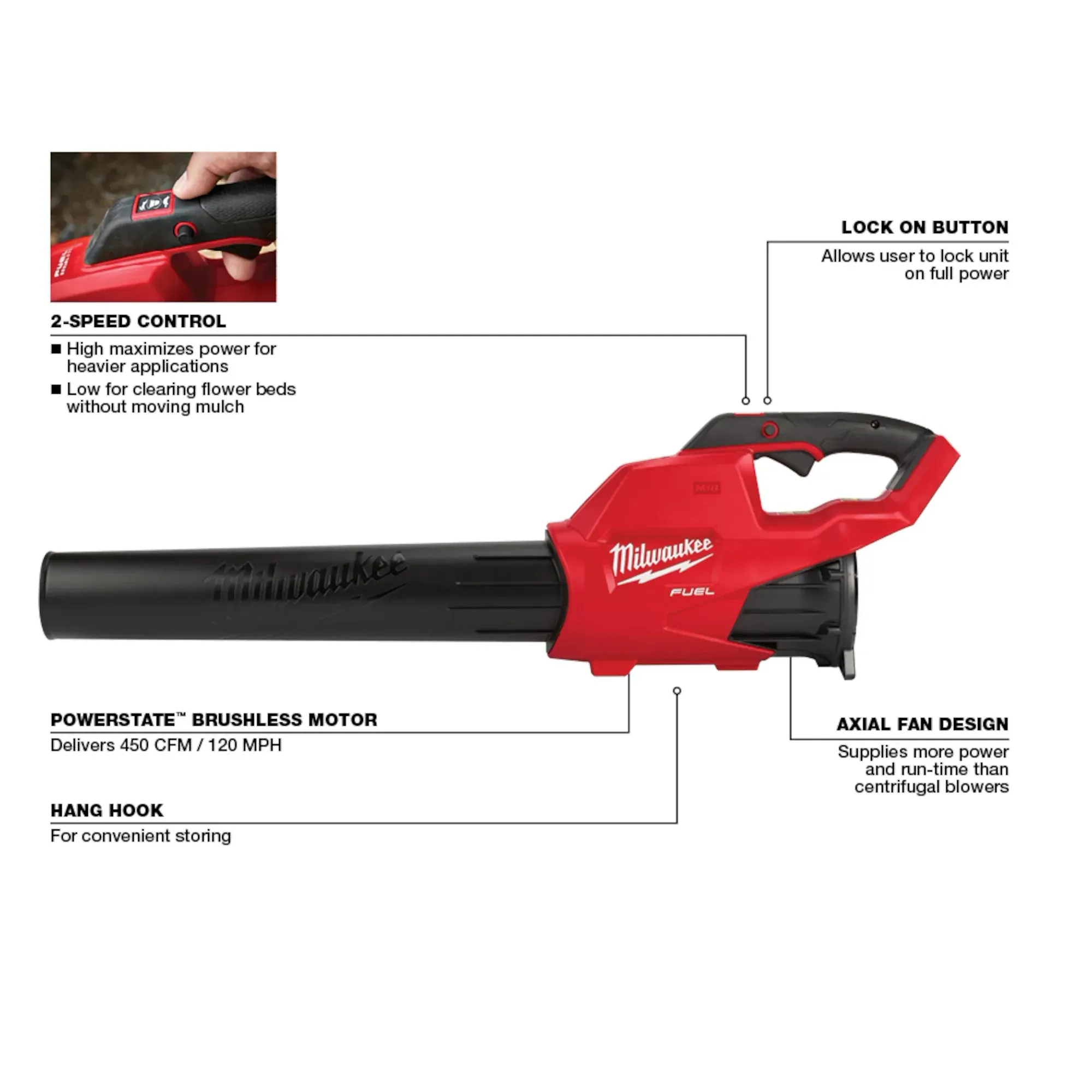 Milwaukee 2727-21HDB M18 FUEL™ 16" Chainsaw with M18 FUEL™ Blower Kit - Image 4