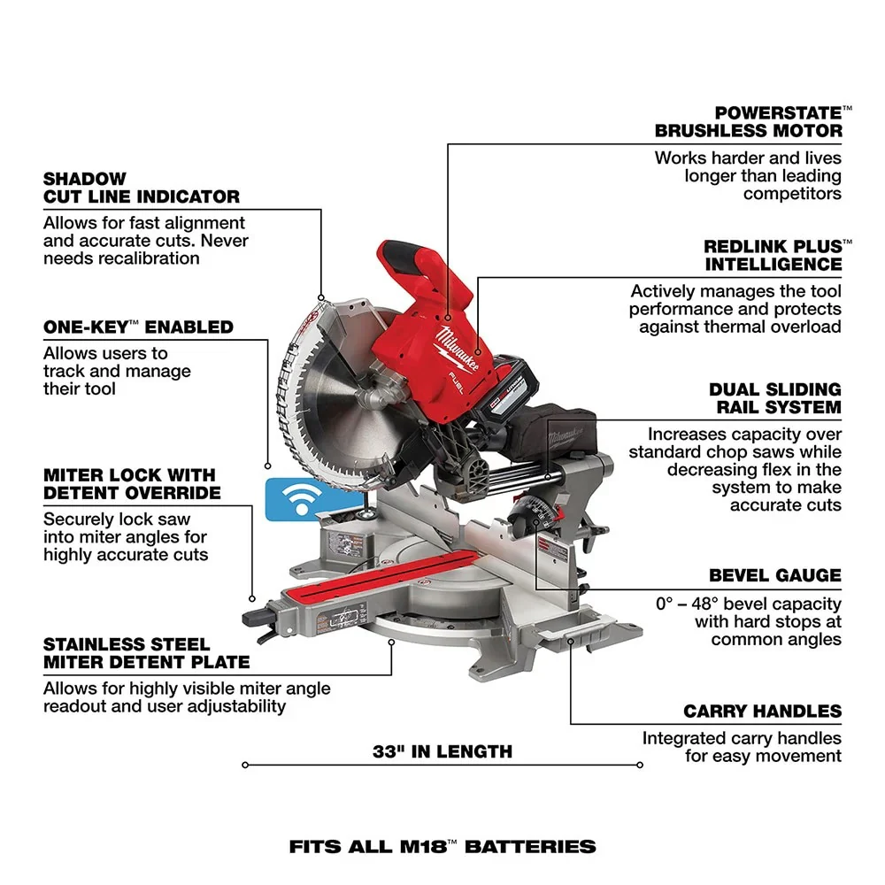 Milwaukee 2739-21HD M18 FUEL 12" Dual Bevel Sliding Compound Miter Saw Kit - Image 7