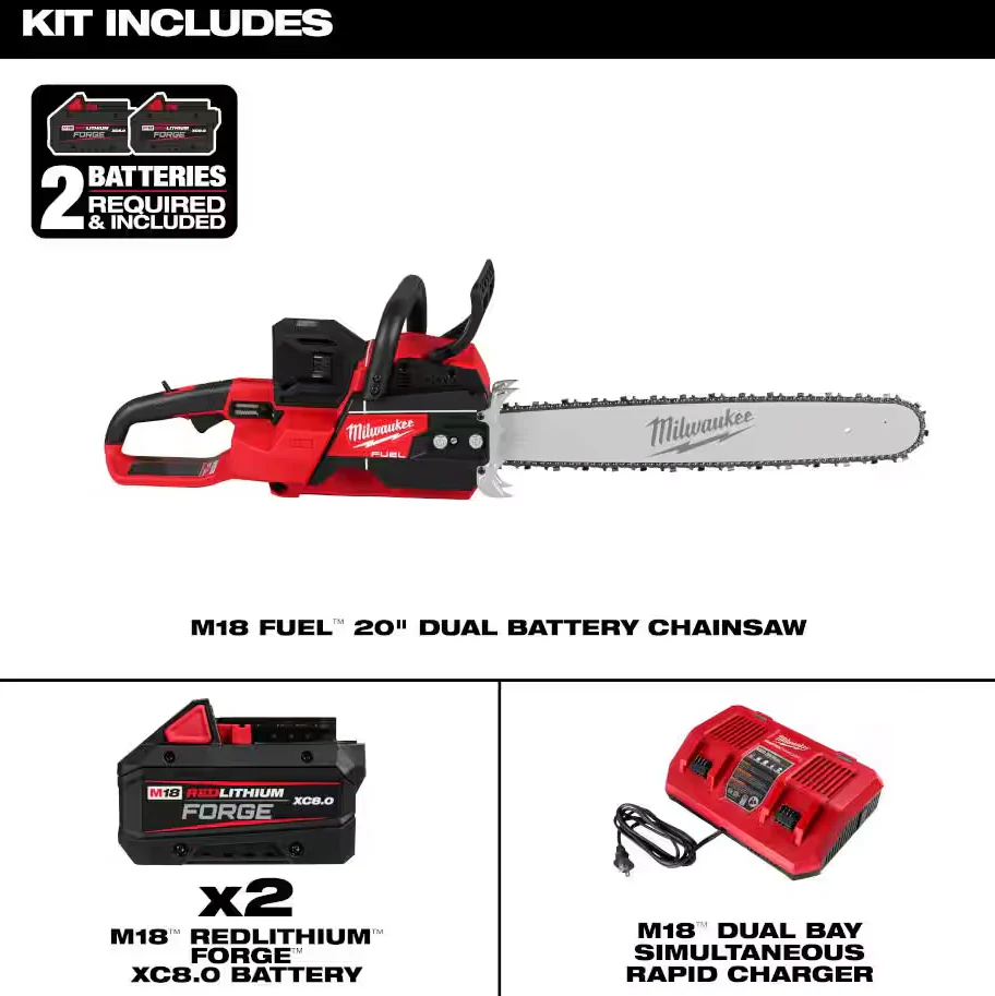 Milwaukee 2827-22 M18 FUEL™ 20" Dual Battery Chainsaw Kit - Image 2