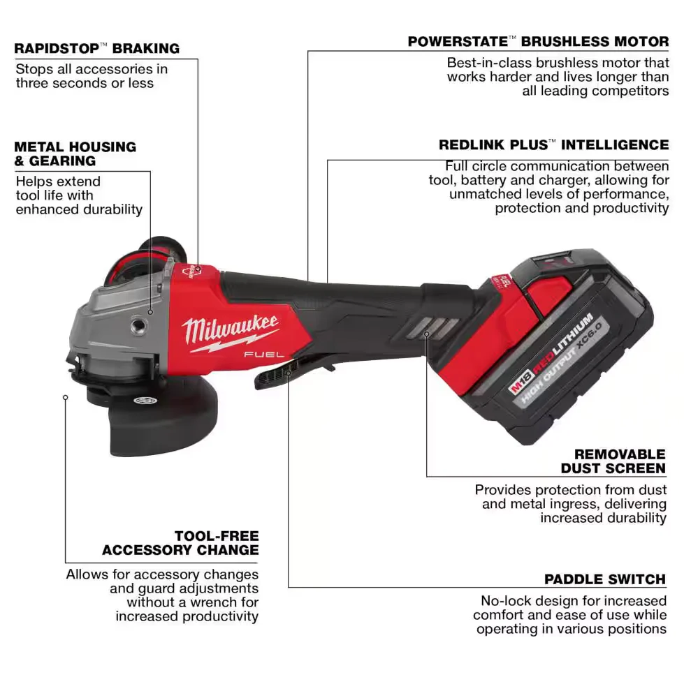 Milwaukee 2880-22 M18 FUEL™  4-1/2"/5" Braking Grinder Paddle Switch, No-Lock Kit - Image 3